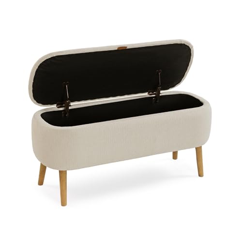 Banco pie de cama blanco Versa Maniko de 45x94x37 cm de estilo chic 5