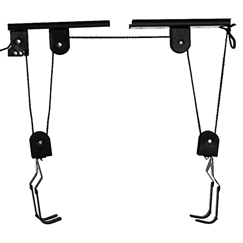 ACAGALA Sistema de elevación de bicicletas para garaje, sistema de polea con 60 kg de rodamientos, rack para bicicleta de carga pesada