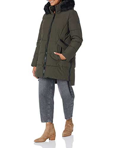 DKNY womens Cold Weather Outerwear Puffer Down Alternative Coat, Loden, X-Small US DKNY womens Cold Weather Outerwear Puffer Down Alternative Coat, Loden, X-Small US