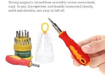 Image of Premium Stainless Steel 31-in-1 Magnetic Screwdriver Tool Kit Set - Complete Precision Toolkit For Electronics, Repairs, and More with Magnetic Tips, Non-Slip Handle, and Portable Case.