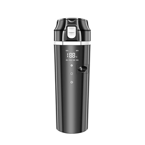 Taza termo de calefacción de coche de 12 V/24 V, taza de café de viaje de acero inoxidable de 500 ml con control de temperatura (500 ml, 12 V, 24 V)