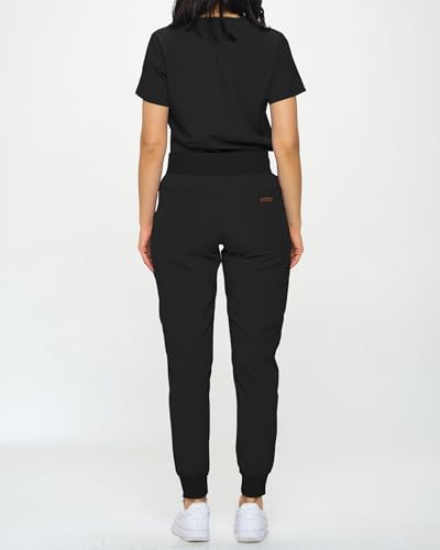 Monarch Uniforms Slim Fit Stretchy Scrubs Women's Jogger Scrub Set Slim Jogger Scrubs with Tuck-In Top for Women4