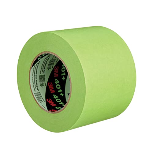 Image of 3M High Performance Green Masking Tape 401+, Superior Adhesion, Clean Removal, Highly Conformable, Paint-Bleed Resistant, 5 in x 60 yd, 1 Roll