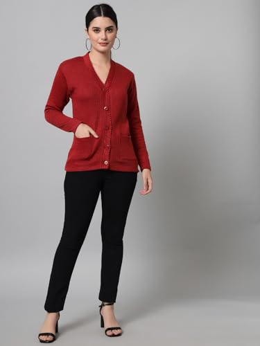 Image of eWools Women's winterwear Woolen Solid Sweater with Pockets Cardigans (with Pockets)