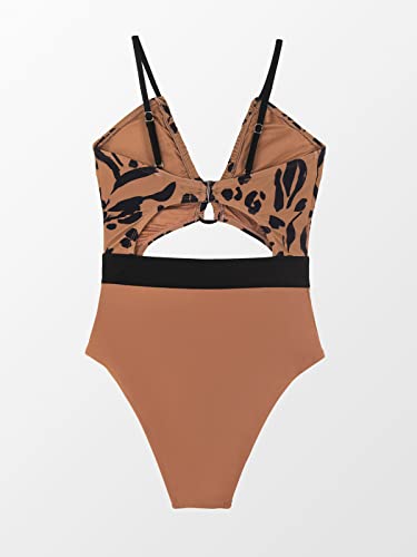 Image of CUPSHE Women's One Piece Swimsuit Plunge V Cutout Bathing Suit | Adjustable Straps, Crisscross Tunnel Drawstring, Back Hook Closure, Removable Soft Cups, Standard Coverage, Sexy Swimwear