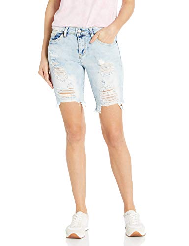 COVER GIRL Jeans Juniors Denim Shorts Booty Bermuda Capri Mid Rise Basic or Ripped, Acid Wash, 9