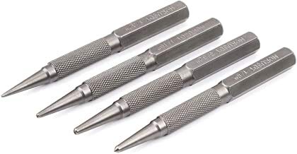 HORUSDY 4-Piece Durable Nail Setter Punch & Center Punch Set, Hardened Cr-V Steel with Non-Slip Knurled Grip, Includes 3 Nail Setters (1/32", 1/16", 3/32") and 1/8" Center Punch