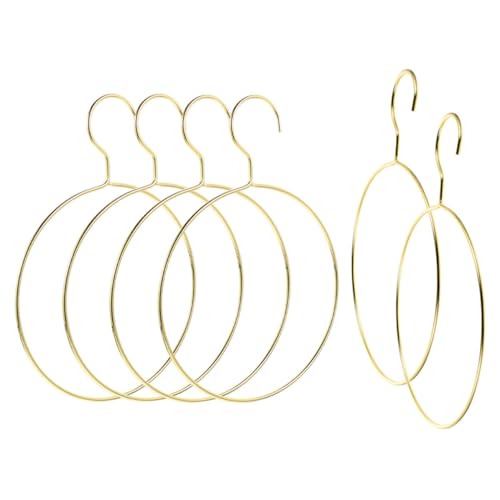 iplusmile Lot de 6 Cintres Superposés Ronds en Fer Doré Style Nordique, Organiseur Suspendu pour Écharpes et Ceintures Forte Capacité de Charge, pour Dressing