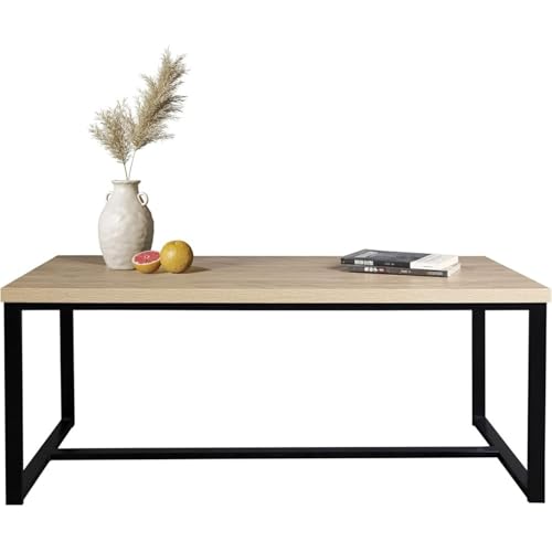Bali Coastal Modern Coffee Table Natural Wood Top with Black
