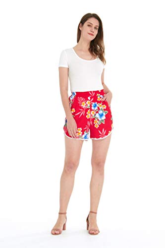 Image of Matchable Family Hawaiian Luau Men Women Girl Boy Clothes in Hibiscus Red
