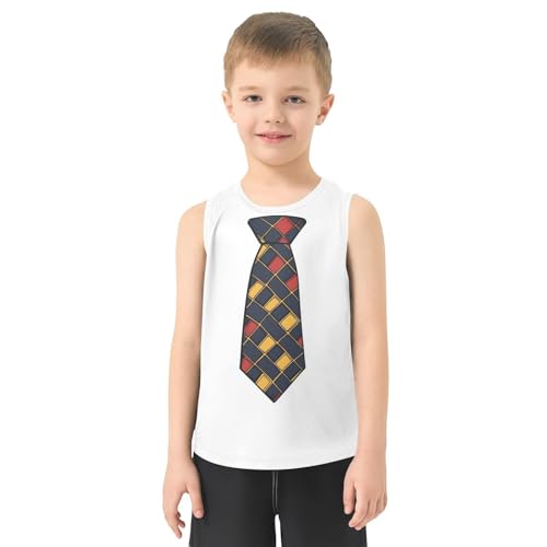 Boys Tank Top Shirts Red Tie Sleeveless T-Shirts Crew Neck for Kids Clothing Children2