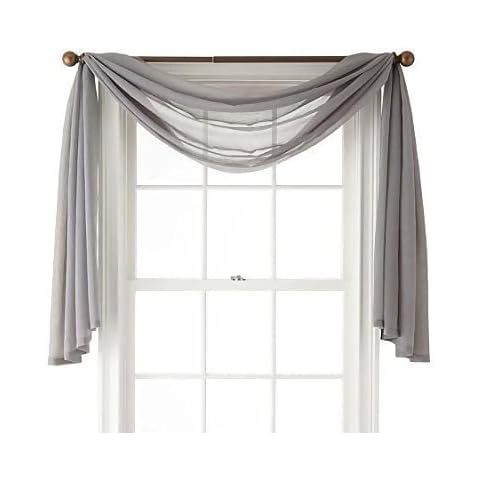 Maple Textiles Silver Grey Soft Fold Voile Net Curtain Window Scarf Pelmet Available in Two Lengths 57'' Wide (500cm 197'' Length), (MT/TT/CSG) Cover