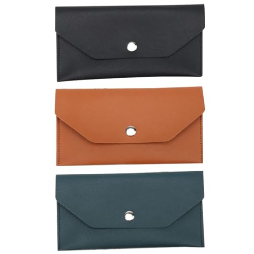 SECFOU Cartera para Hombre de PU Resistente Botón Metálico, Billetera Multifunción Fácil de Llevar, 3 Piezas para Oficina y Uso Diario