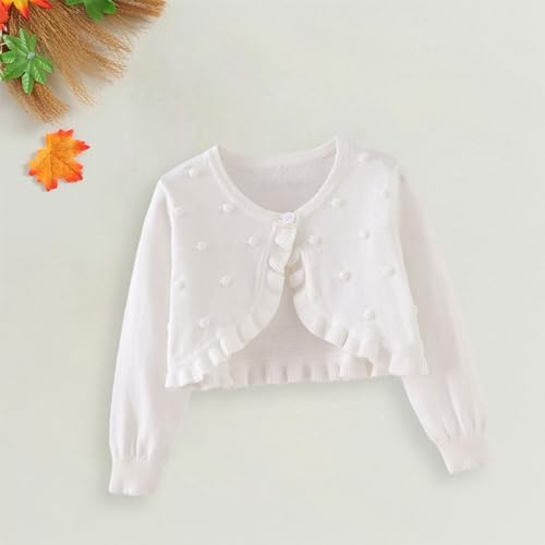 EnJoCho Kids Girls Top Spring/Summer Solid Color Long Sleeved Lace Single Button Cardigan Party Toddler Girl3