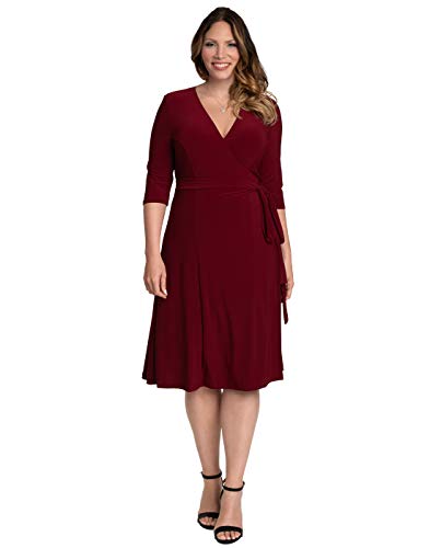 Kiyonna Women's Plus Size Essential Wrap Dress Burgundy