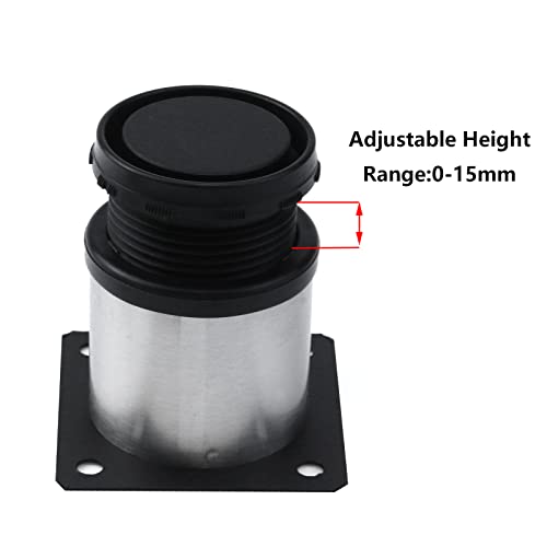 Antrader Furniture Cabinet Metal Legs Stainless Steel Adjustable Kitchen Feet Round Sofa Bed Support, 50X60Mm With Mounting Screws, Pack Of 4 #TOP4