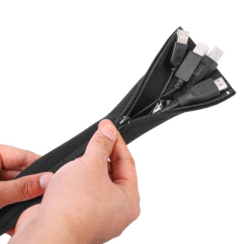 Organizador de cabos com zíper e zíper de nylon flexível para gerenciamento de fios