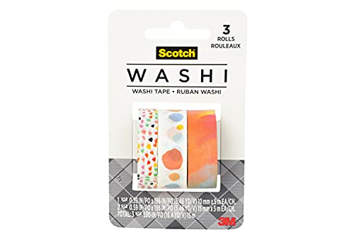 Scotch Washi Tape, Abstract Modern Design Pattern, 3 Rolls, Assorted Sizes, Great for Bullet Journaling, Scrapbooking and DIY Décor (C1017-3-P36)