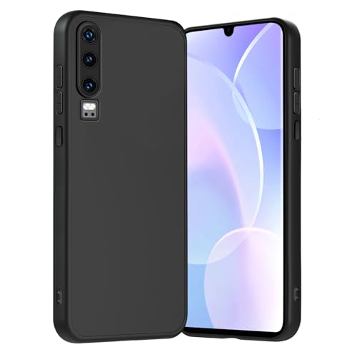 Handyhülle für Huawei P30 Hülle mit Kameraschutz Stoßfest Kratzfest Extrem Haltbarkeit Fallschutz Schutzhülle Anti-Rutsch Anti-Fingerabdruck Unterstützt kabelloses Laden für P30 Case Schwarz