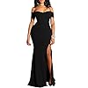 YMDUCH Womens Off Shoulder High Split Long Formal Party Dress Evening Gown Black