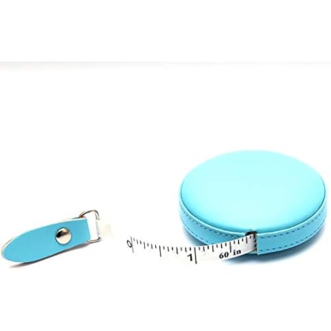 Tape Measure Leather Retractable, 60 Inch/1.5 Meter Long Small Sewing Tape Measure for Tailors and Designers (Light Blue) Cover