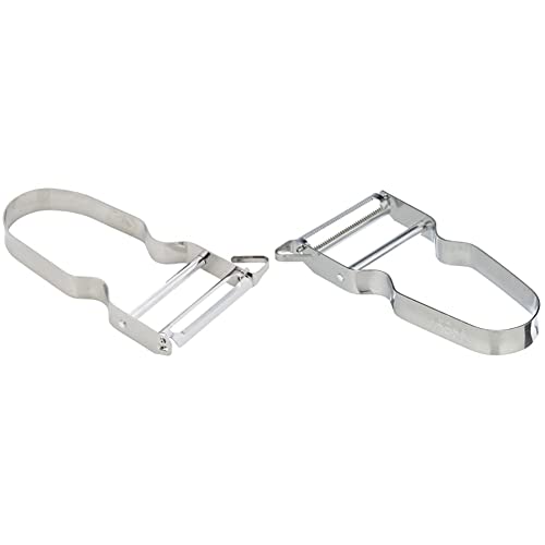 Vogue D053 Speed Peeler Stainless Steel Slicer Cutter Twister Kitchen Tool, Silver & CF938 Serrated Speed Peeler, Stainless Steel