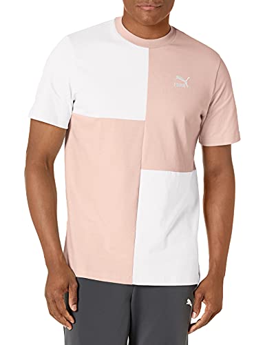 Puma Mens Classics Patchwork Tee T Shirt, Cloud Pink, Small Us #TOP9
