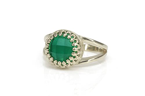 Bague onyx vert véritable et argent 925 bijoux artisanaux femme fait main