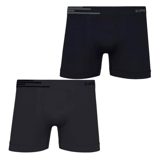 Kit 2 Cuecas Boxer Box Lupo Microfibra Sem Costura Original (BR, Alfa, P, Regular, Preta e Grafite)
