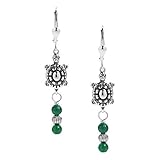 American West Sterling Silver Green Aventurine & Turtle Beaded Dangle Earrings
