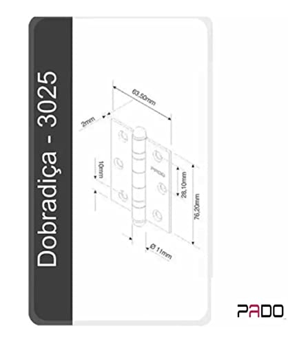 Dobradiça Aço Carbono Porta 3025 Concept Cromado ACR Pado