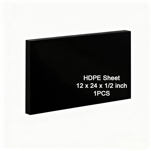 Image of HDPE Sheet 1 /2-12 inch x 24 inch High Density Polyethylene Sheets with Protective Film 1 /2 Thick HDPE Plastic Sheet Board Solid Plastic Block for Flat Panel DIY Projects Machining Home (Black)