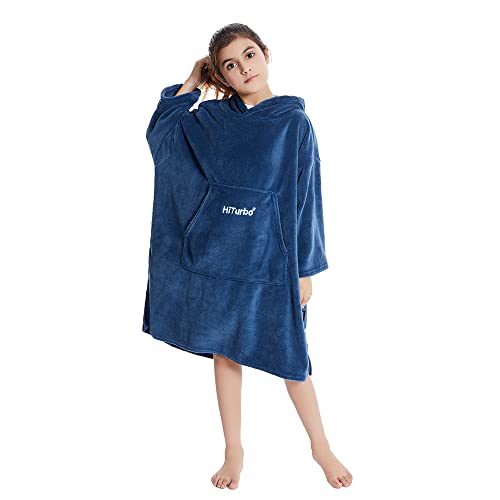 Hiturbo KIDS TOWEL ROBE, NAVY Kids Towel Changing Robe: Soft Plush Wearable Blanket thumb #3