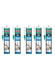 Akfix 100E Universal Silicone Sealant - Sanitärsilikon - Anti-Schimmel Fugen-Masse - Transparent, Wasserfest, (5x 280ml)
