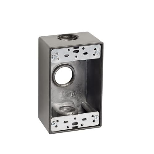 Sealproof 1-Gang 3 Hole 3/4-Inch Weatherproof Rectangular Horizontal Electrical Outlet Box with Three 3/4