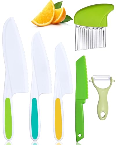 JUKOTA 6 Piezas Cuchillos de Cocina de Plástico, juego de cuchillos de cocina para cortar frutas o verduras, regalos perfectos para Navidad, cumpleaños, cuchillos para niños a partir de 3 años