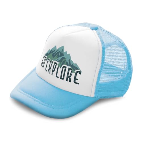 Kids Trucker Hat Go Explore Mountains Hiking Polyester Boys Caps & Girls Caps Snapback Closure Adjustable