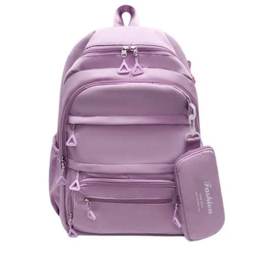 Mochila Versátil Unissex Escolar Trabalho e Dia a Dia - Design Moderno Mochila Escolar Feminina Masculina Tactel Notebook Juvenil Acompanha Estojo (ROXO)