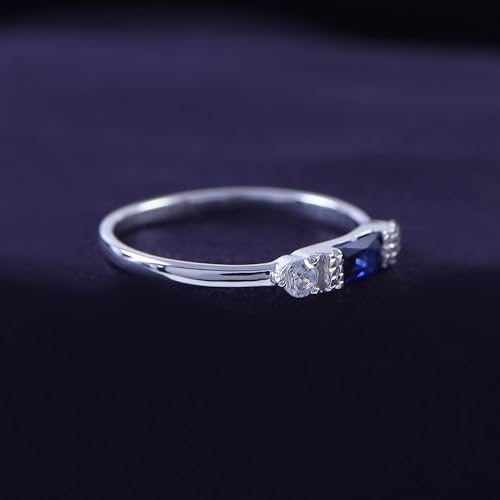 AFFY 3 Stone Stackable Rings for Women Baguette Cut Simulated Birthstone with White CZ, Gemstone Promise Ring in 14K Gold Plated 925 Sterling Silver Dainty Minimalist Jewelry Gift for Her3