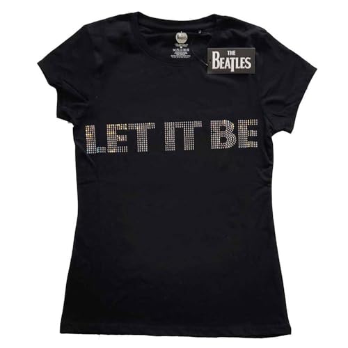 Rock Off officially licensed products The Beatles Let It Be Diamante Junior Fit T Shirt - Les Beatles, Paul McCartney, John Lennon, RIngo Starr, George Harrison Rock Off officially licensed products The Beatles Let It Be Diamante Junior Fit T Shirt