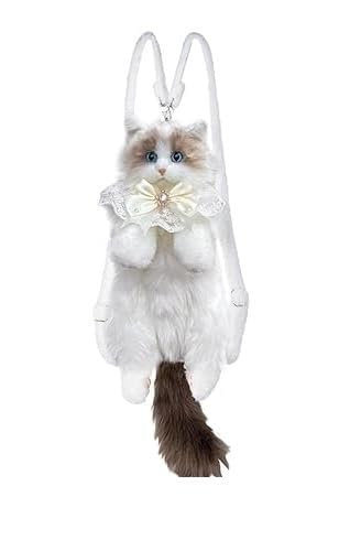 Cute Cat Plush Backpack for Girls & Women | Kawaii Soft Toy Shoulder Bag | Faux Fur Kitty Crossbody Purse | Fashion Animal Backpack for Kids, Travel, Gift (50 cm)-image-36