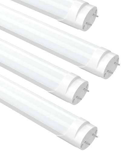 Image of Fluorescent Light Bulbs 48 Inch, T8 LED Bulbs 4 Foot Type A+B, 24W 3200LM 5000K Daylight, F32T8 or F40T12 LED 4FT Replacement, Plug and Play or Ballast Bypass, Double or Single End Powered, 4-Pack