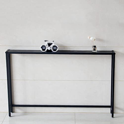 Mesa de sofá estrecha rectangular con estructura alta para almacenamiento vertical discreto 5