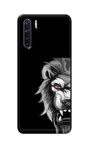 Image of PRINTFIDAA Plastic Printed Hard Back Cover Case For Oppo F15 | Oppo F15S | Oppo A91 | Oppo Reno 3 4G Back Cover (Angry Lion) -112, Multicolor