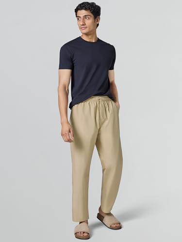 Image of XYXX Zen Cotton Solid Drawstring Pyjamas for Men | Relaxed Fit Lounge Pants with Side Pockets