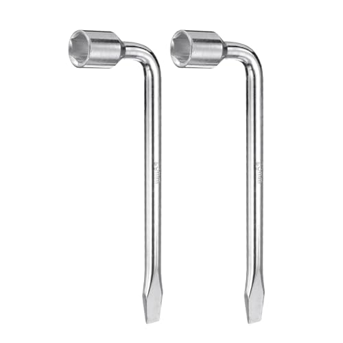 Image of HARFINGTON 2pcs Car Spare Tire Lug Wrench 23mm Carbon Steel l Type Slotted End Hexagon Socket Wrench L-Shaped Tire Repair Tool for Automobile Repair