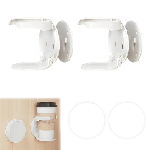 Porta Vasos para Coche, 2 Piezas Portavasos para Cochecito Universal Soporte de Bebidas Portavasos Abrazadera Clip Botellas, Soporte Organizador de Escritorio para Oficina Bicicletas, Blanco