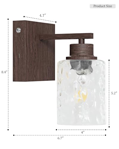 Image of Rayogale Hammered Glass Battery Operated Wall Sconces Set of Two Walnut
