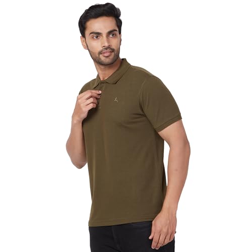 Image of Parx Men's Regular Fit Solid Pattern Polyester Blend Half Sleeve Polo Neck Casual T-Shirt