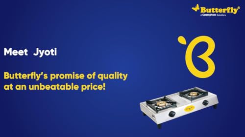 Image of Butterfly Jyoti 2B Stainless Steel Gas Stove | 100% Brass Burner| 2 Year Warranty (Silver), Manual